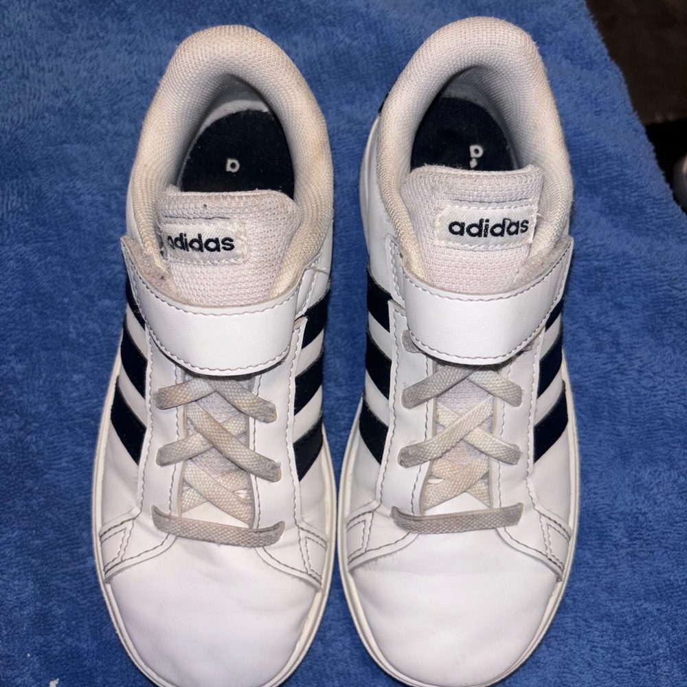 Adidas Kids White and Navy Sneakers